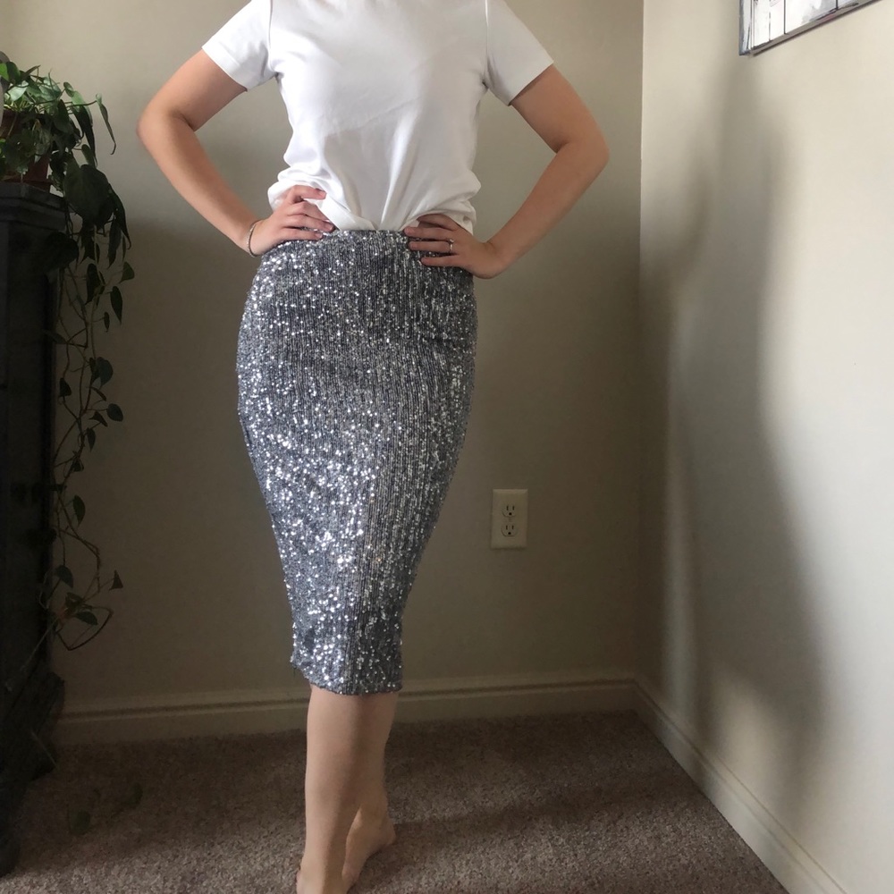 Bohme Sequin Sparkly MIDI Pencil Skirt